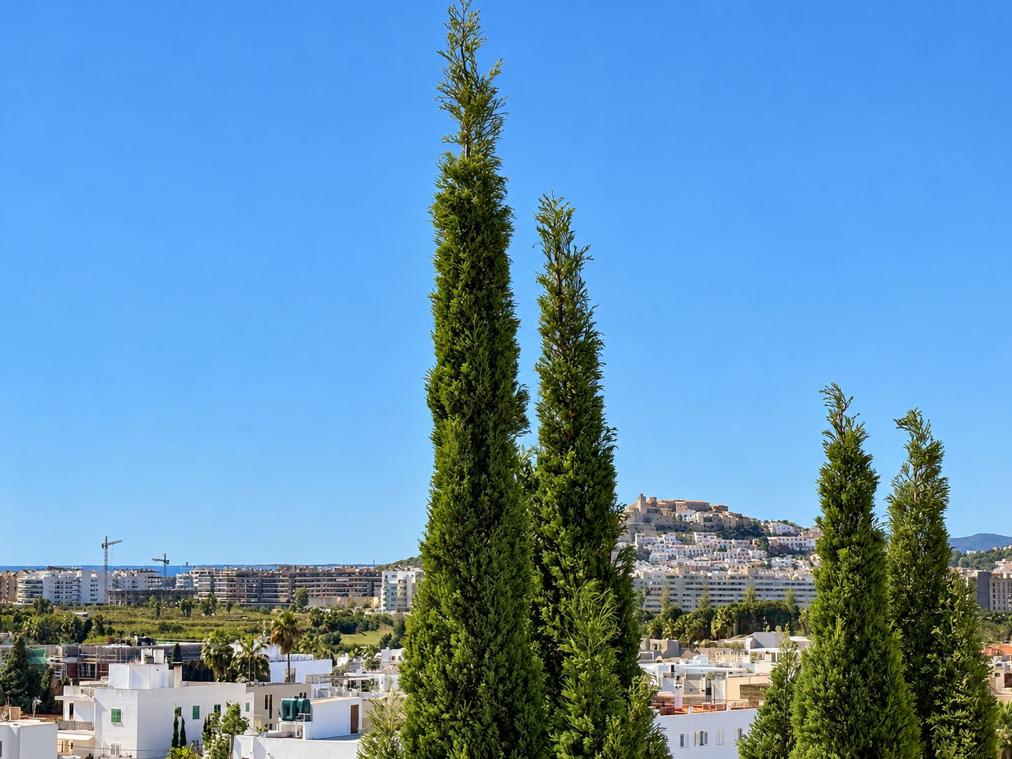 Exclusivo apartamento en Jesús – terraza privada en la azotea con vistas panorámicas a Ibiza ciudad y al mar